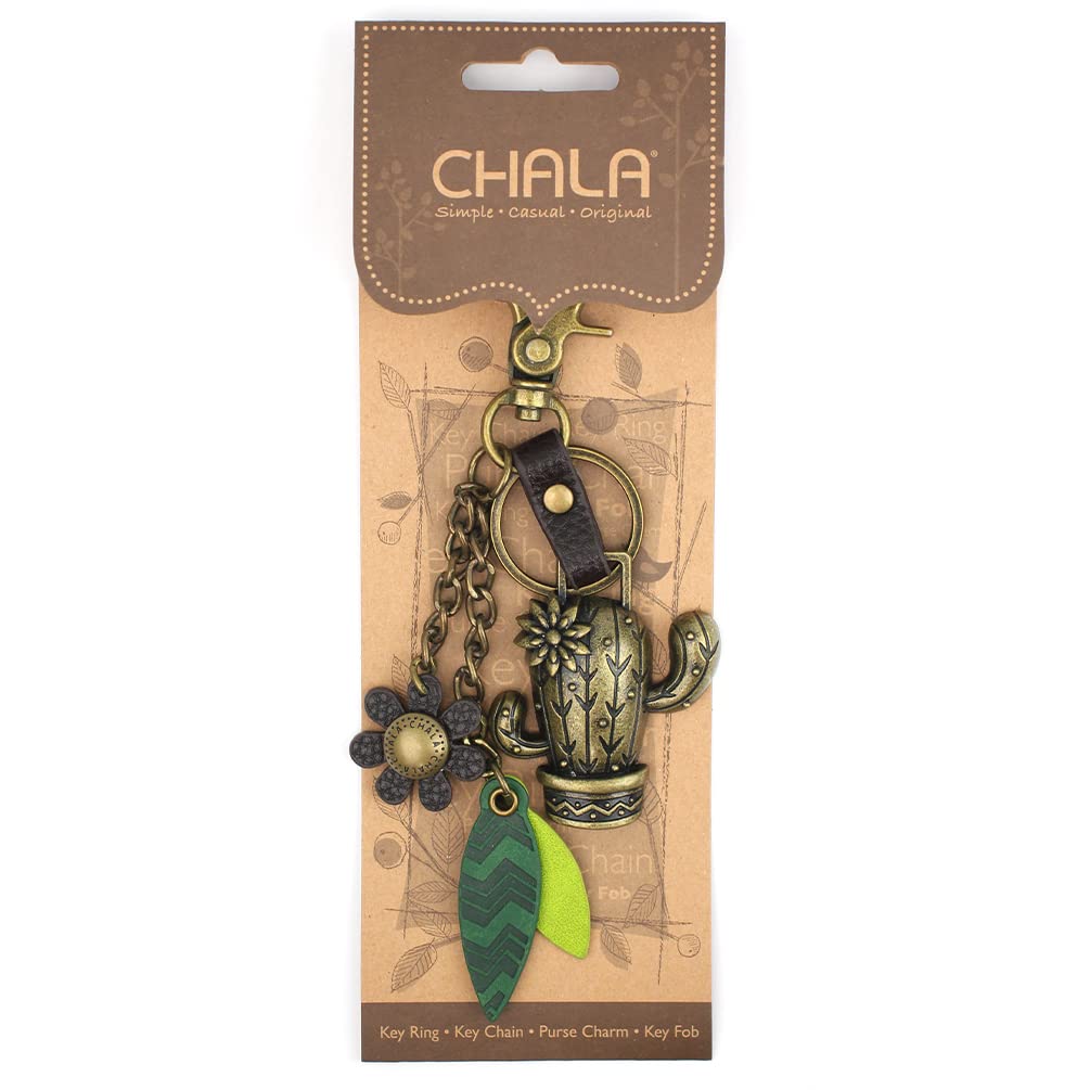 CHALA Purse Charm, Key Fob, keychain Decorative Accessories, Metal Charming Keychain - Cactus