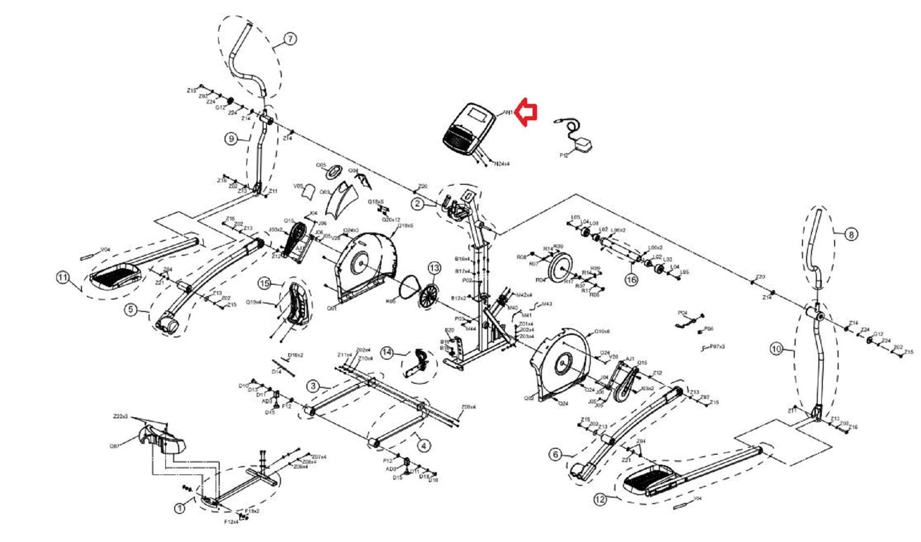 Display Console Assembly 1000114375 Works with Livestrong LS8.0E EP535 EP535B Elliptical