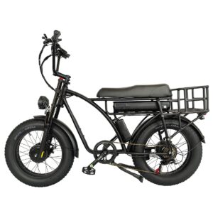 Lanshanchu (US Spot Smlro E5 Plus Electric Retro Cargo Bike 2000W Dual Motor Motorcycle Ebike 48V 18Ah EBike 20" Fat Tire 7 Speed E Bike MTB Mountain City Road Snow Bike