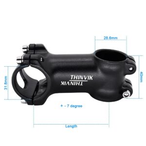 Thivnik 31.8 Bike Stem 7 Degree, 60mm/70mm/80mm/90mm Bicycle MTB Handlebar Stem 6061 Aluminum Alloy Suitable for Mountain Bike Road Bike BMX MTB Fixie Gear Cycling-100mm