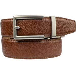 Neubelt Vegan Series Belt with Ratchet Technology, 1 & 3/8" Width, Cut to Size Up to 45" (Cognac)