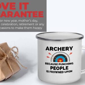 Archery Camper Mug 12oz - Archery because punching - Archery Shot Trainer Crossbow Compound Bow Hunting Arrow