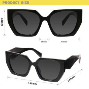 mosanana Square Cat Eye Sunglasses for Women Trendy Black Cateye Rectangle Cool 90s Cute Funky Fashion Ladies 70s Retro Vintage Youth Chunky Baddie Stylish Sharp Pointed Unique 80s 2023 COCO