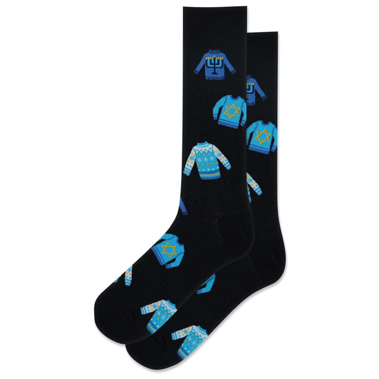 Hot Sox Men's Hanukkah Sweater Socks 1 Pair, Black, Men's 10-13 Shoe