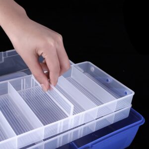 3-Tier Portable Fishing Box Hardware Toolbox Tool Organizer Box Parts Storage Boxes with Removable Plastic Divider for Various Sizes of Bait Hook Fish Float Outdoor Fishing Supplies