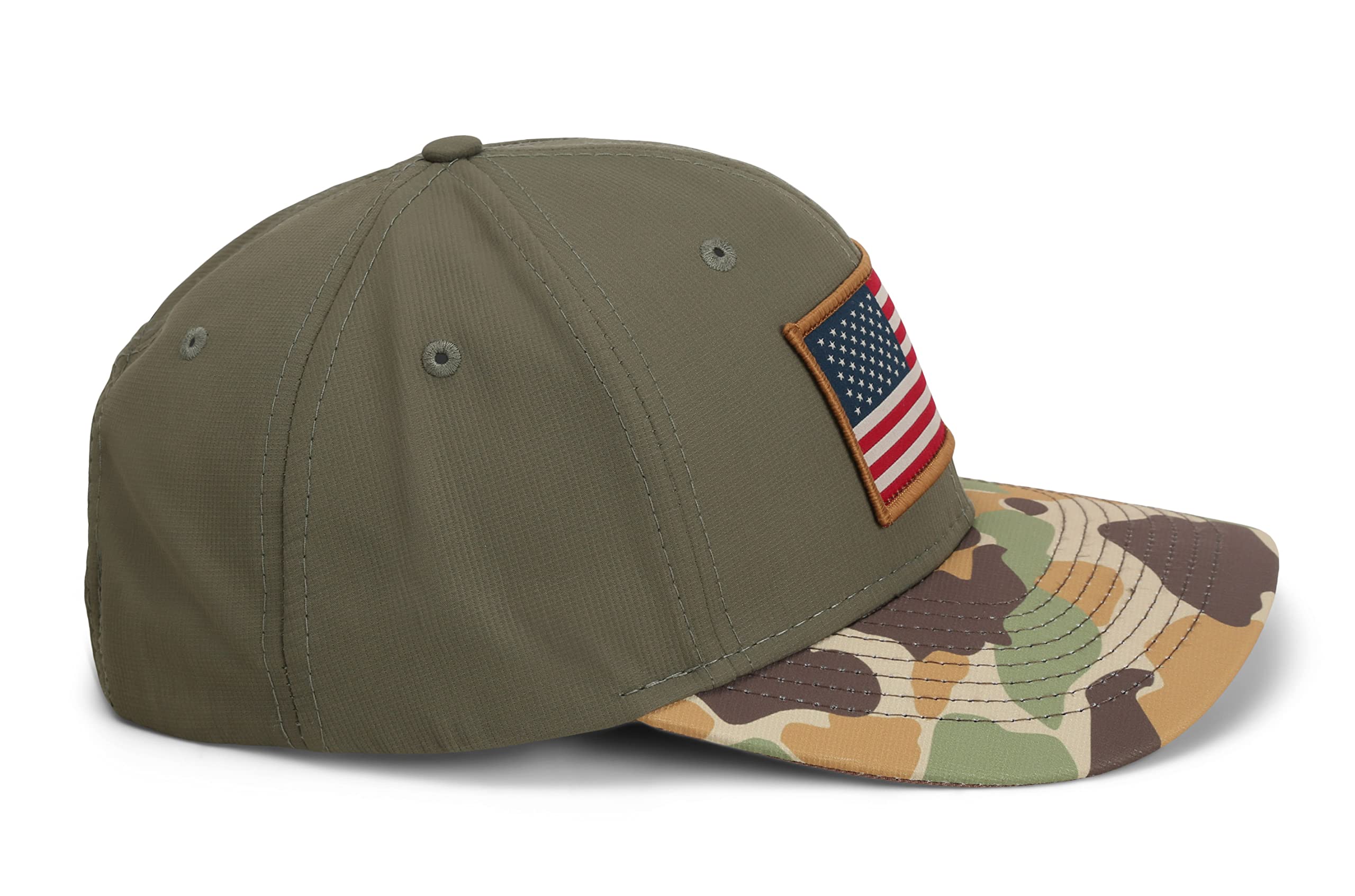 Paramount Outdoors American Flag Performance Ripstop American Fit US Patriotic Cap Fits Head Sizes MD - XX (Olive Throwback)