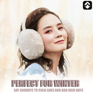 PEAK 2 PEAK Adult Unisex Winter Earmuffs - Soft and Warm Faux Fur - Foldable Ear Covers - Black