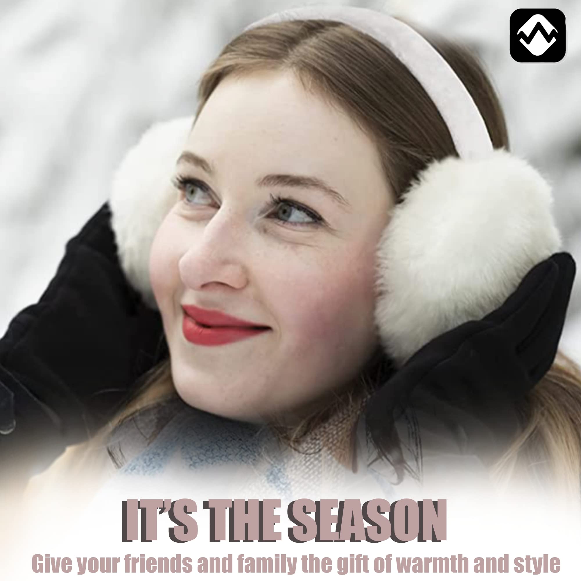 PEAK 2 PEAK Adult Unisex Winter Earmuffs - Soft and Warm Faux Fur - Foldable Ear Covers - Black