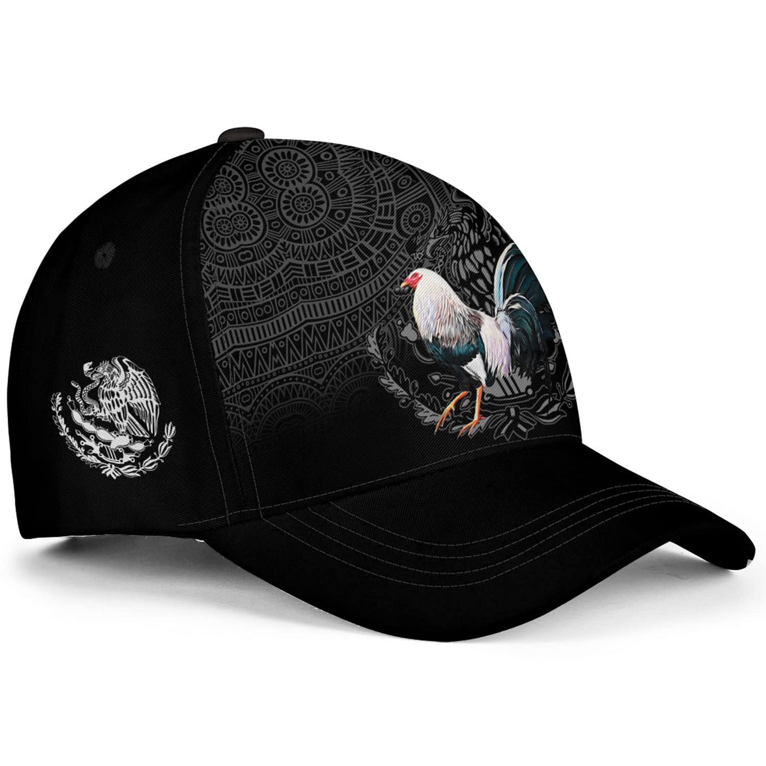 Hieprints Rooster Hat for Men Women, 3D Mexican Rooster Baseball Cap Snapback Gallo Chicken Cock Mexico Cap Hat (Rooster Black)