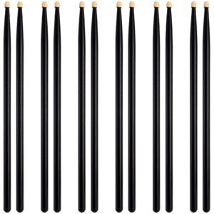 Suwimut 6 Pairs Drum Sticks, 5A Classic Maple Drumsticks Wood Tip Drumsticks for Student and Adult, Jazz Drum Sticks for Rock Band, Black