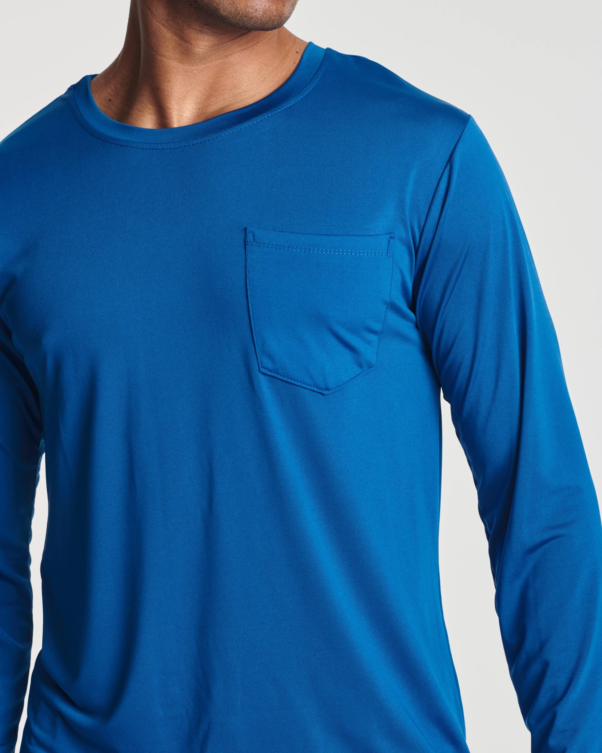 4 Pack:Men’s Long Sleeve Pocket T-Shirt Workout Quick Dry Crew UPF Sun Fishing Dri Fit Gym Tee Athletic Active Performance Casual Wicking Exercise Running Cool Sport Training Undershirt Top Set 1, XL