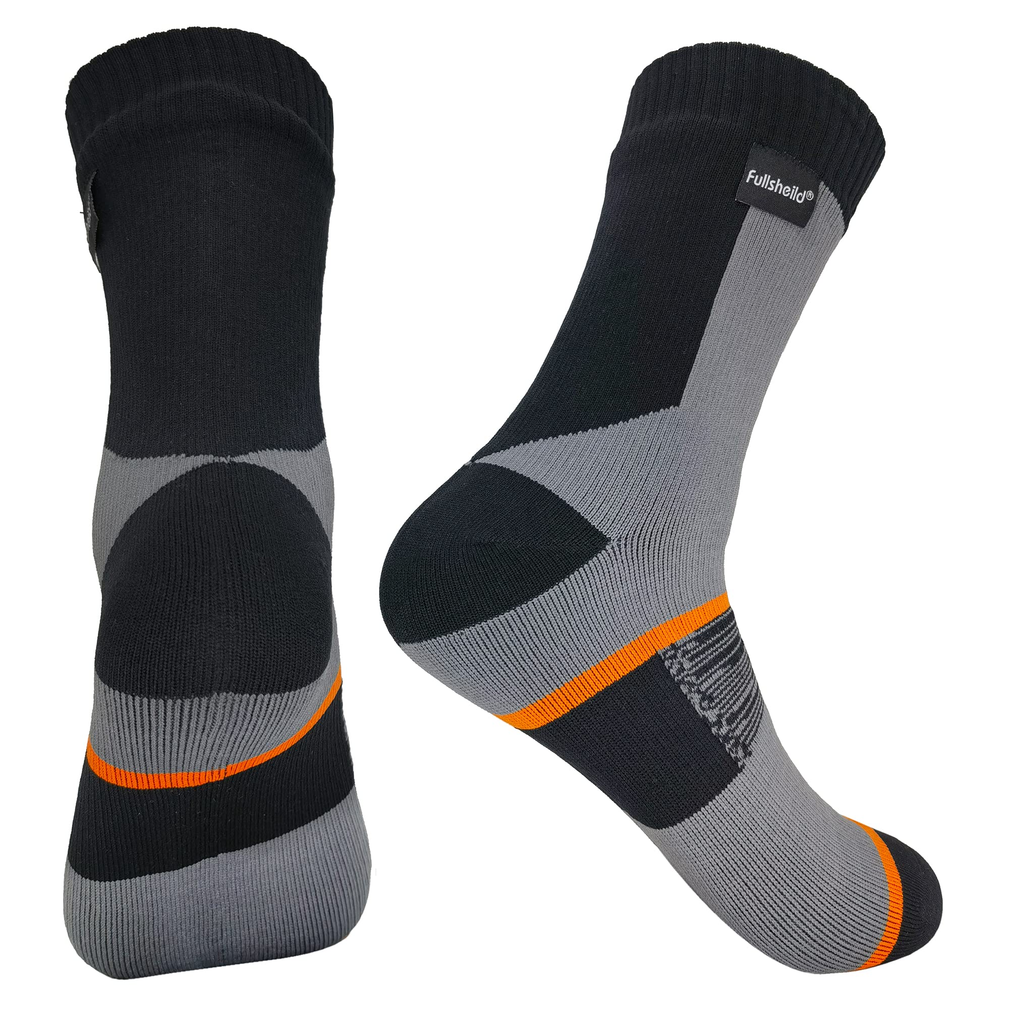 Fullsheild Waterproof Socks for Men, Unisex Outdoor Breathable Hiking Wading Cycling Running Skiing Mid-cuff Socks Grey L