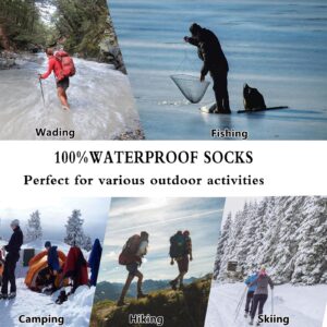 Fullsheild Waterproof Socks for Men, Unisex Outdoor Breathable Hiking Wading Cycling Running Skiing Mid-cuff Socks Grey L