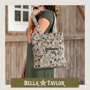 Bella Taylor Large Tote | Quilted Floral Tote Bag for Women | Delicate Floral Charcoal