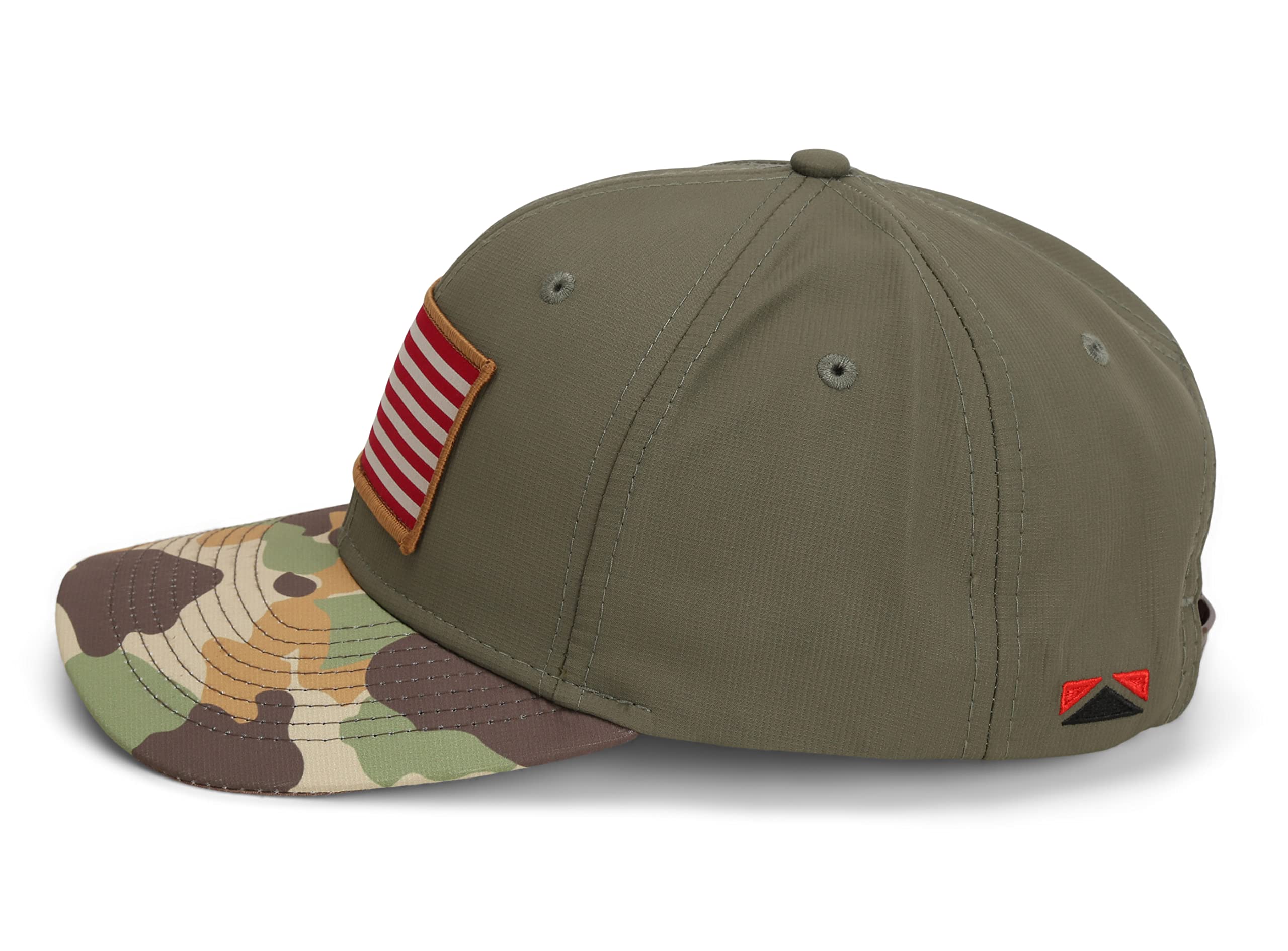 Paramount Outdoors American Flag Performance Ripstop American Fit US Patriotic Cap Fits Head Sizes MD - XX (Olive Throwback)