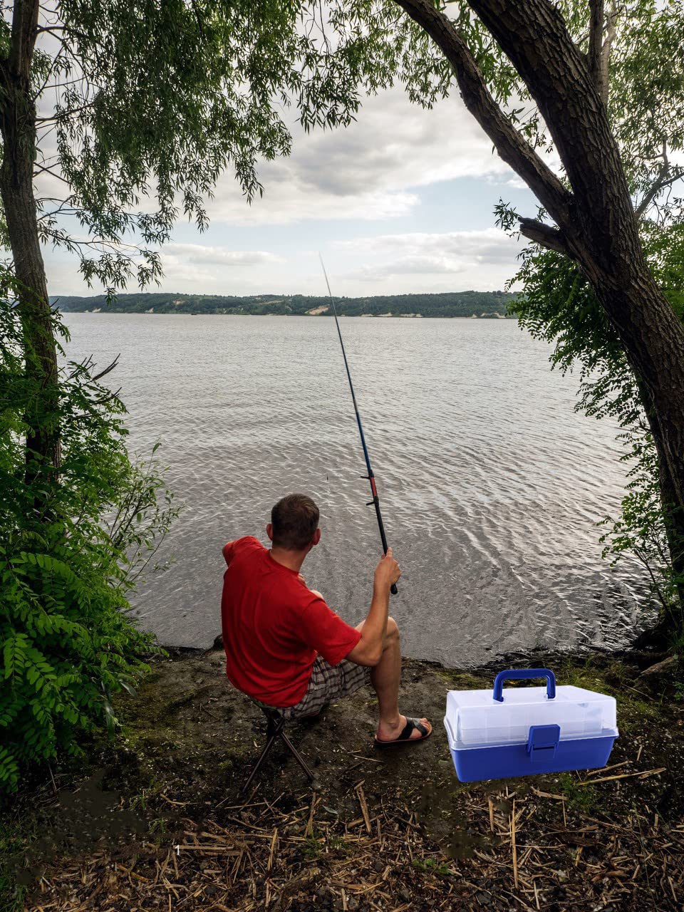 3-Tier Portable Fishing Box Hardware Toolbox Tool Organizer Box Parts Storage Boxes with Removable Plastic Divider for Various Sizes of Bait Hook Fish Float Outdoor Fishing Supplies