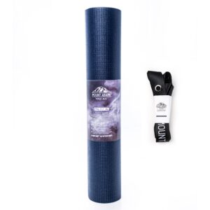 mount adams pro fit xl yoga mat with carrying strap, closed cell vinyl foam for indoor and outdoor yoga, navy