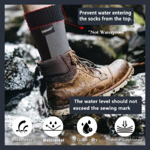 Fullsheild Waterproof Socks for Men, Unisex Outdoor Breathable Hiking Wading Cycling Running Skiing Mid-cuff Socks Grey L