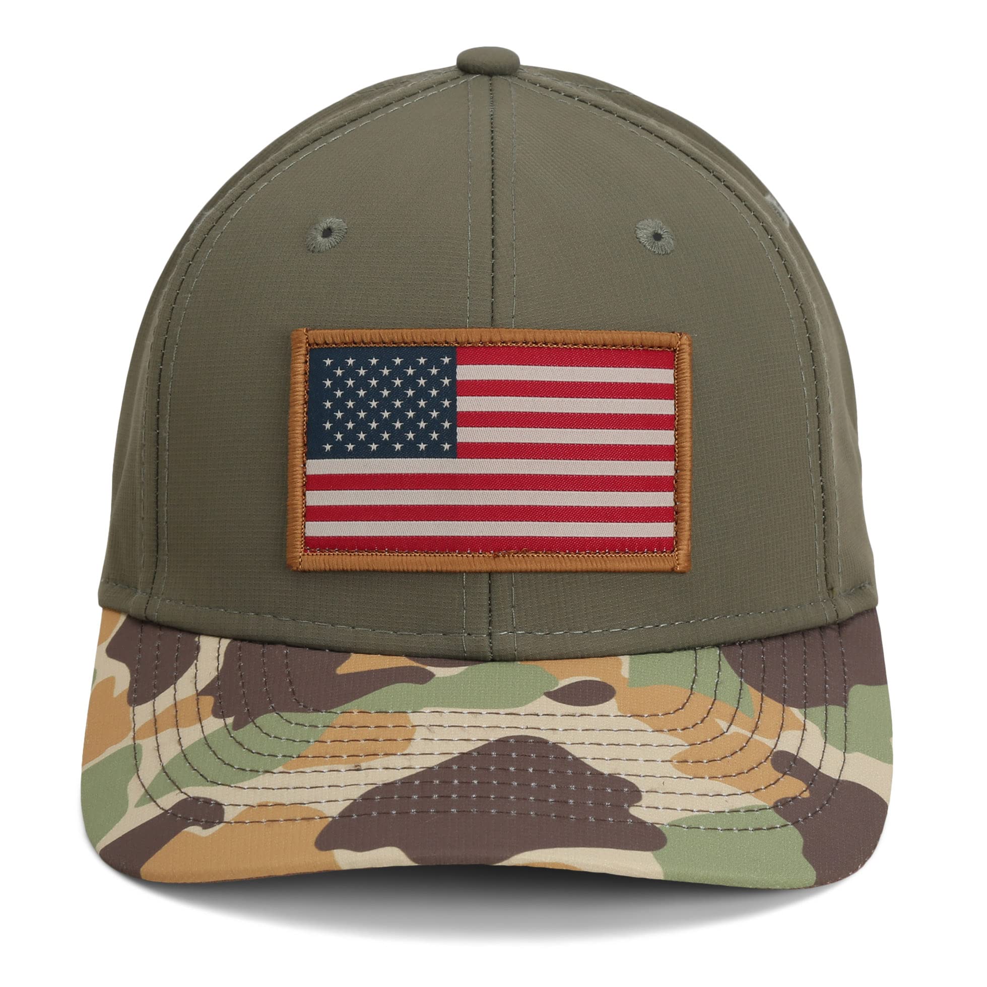 Paramount Outdoors American Flag Performance Ripstop American Fit US Patriotic Cap Fits Head Sizes MD - XX (Olive Throwback)