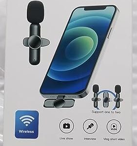 SNZIYAG Wireless Lavalier Microphone for iPhone iPad,Plug-Play Wireless Mic for Video Recording,Professional Lav Mic for YouTube,TikTok,Clip-on Microphones for Live Streaming,Auto Sync/No APP（iOS）