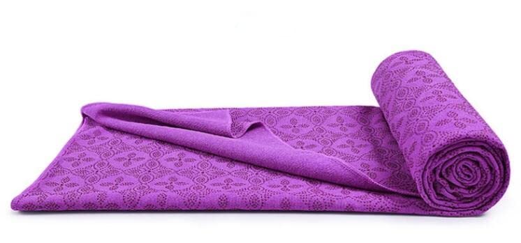 LULOSK Yoga Towel, Hot Yoga Mat Towel - Sweat Absorbing Non-Slip for Hot Yoga, Pilates and Workout with Upgraded Clover-Shaped Grip Dots (72 * 24 inches, Purple)