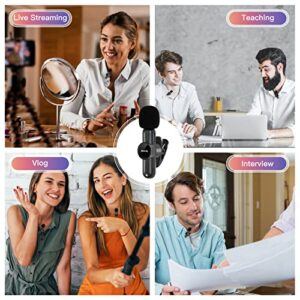 SNZIYAG Wireless Lavalier Microphone for iPhone iPad,Plug-Play Wireless Mic for Video Recording,Professional Lav Mic for YouTube,TikTok,Clip-on Microphones for Live Streaming,Auto Sync/No APP（iOS）