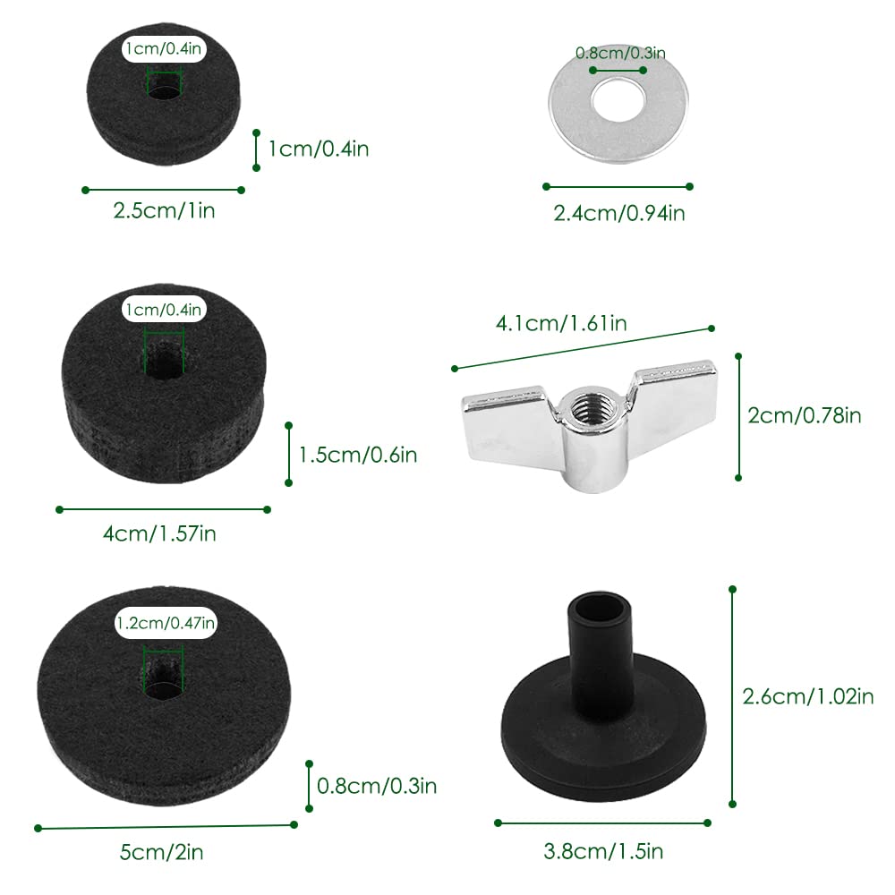 maxin 18 Replacement Cymbal Parts, Drum Hardware Bag, Cymbal Felt hi-hat Clutch Felt Cymbal Cover Base Wing Nut and Cymbal Washer