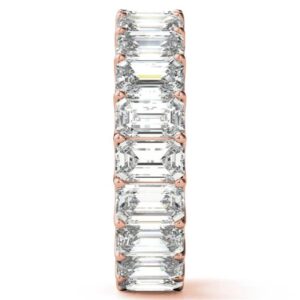 Bhumi Gems Emerald Moissanite Wedding Band, Engagement Bridal Ring Full Eternity Stackable Matching Comfort Fit Handmade Jewelry Anniversary Rose Gold Band