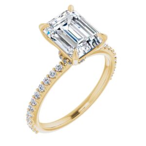 10K Solid Yellow Gold Handmade Engagement Ring 2 CT Emerald Cut Moissanite Diamond Solitaire Wedding/Bridal Ring for Women/Her Propose Ring Set (11)