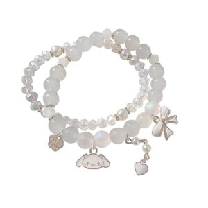 ozaoz kawaii bracelets set crystal beads pearl bracelets cute cartoon elastic beaded bracelets for women jewelry