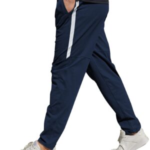 ADMYYROL Men's Performance Tech Sweatpants Active Athletic Jogger Pants Gym Quick Dry Trousers Casual(XL-Navy-02)