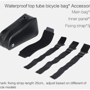 FUUBAMB00 1.2L Bike TopTube Bicycle Bag TPU Waterproof Hard Shell Bike Bag Stable Cycling Frame Bag BikePhone Bag Cycling Accessories,Black,23 * 7 * 10cm