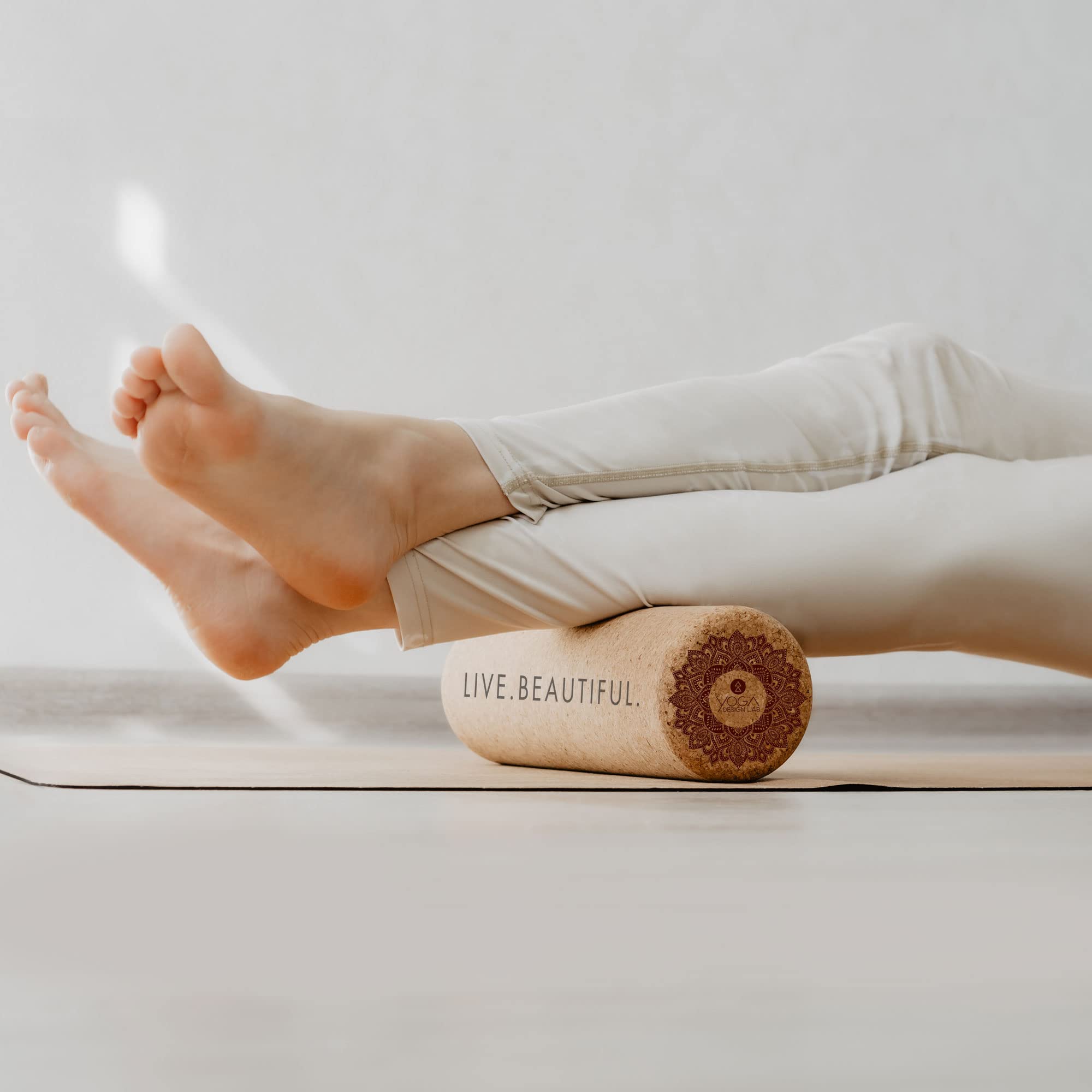 Yoga Design LAB | The Cork Roller | Release Tight Muscles, Improve Circulation, Decrease Soreness, Massages Tissue | Ideal for All Areas of The Body arms, Legs, Back | Travel Friendly (Mandala Tonal)