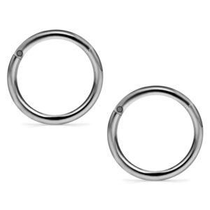 CIZME 18G G23 Titanium Nose Ring Hinged Clicker Nose Rings Hoops 18 Gauge Cartilage Earring Hoop Tragus Helix Daith Rook Conch Sleeper Earrings Hoop Piercing 6mm Nose Hoop Ring