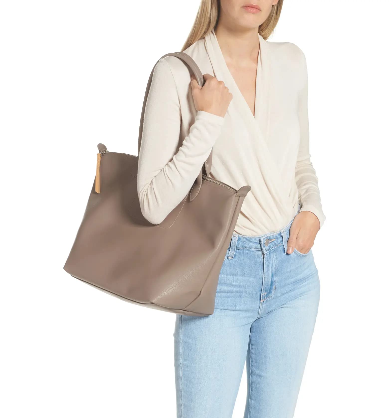 Longchamp Le Pliage City Coated Canvas Large Shoulder Tote, Taupe