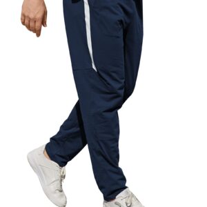 ADMYYROL Men's Performance Tech Sweatpants Active Athletic Jogger Pants Gym Quick Dry Trousers Casual(XL-Navy-02)