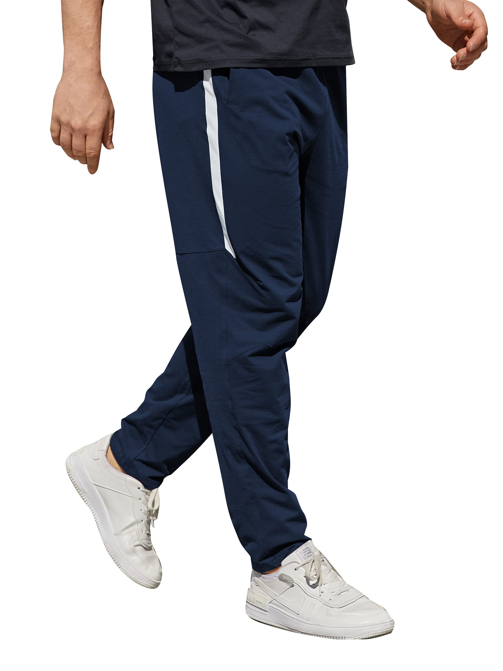 ADMYYROL Men's Performance Tech Sweatpants Active Athletic Jogger Pants Gym Quick Dry Trousers Casual(XL-Navy-02)