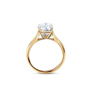 ISAAC WOLF 10k Solid Gold 3 Carat Oval Cut VVS1 Genuine Moissanite Diamond Solitaire Wedding Ring in White, Yellow or Rose GOLD (White Gold, 6.5)