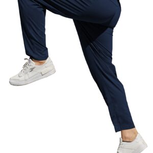 ADMYYROL Men's Performance Tech Sweatpants Active Athletic Jogger Pants Gym Quick Dry Trousers Casual(XL-Navy-02)