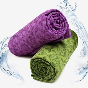 LULOSK Yoga Towel, Hot Yoga Mat Towel - Sweat Absorbing Non-Slip for Hot Yoga, Pilates and Workout with Upgraded Clover-Shaped Grip Dots (72 * 24 inches, Purple)