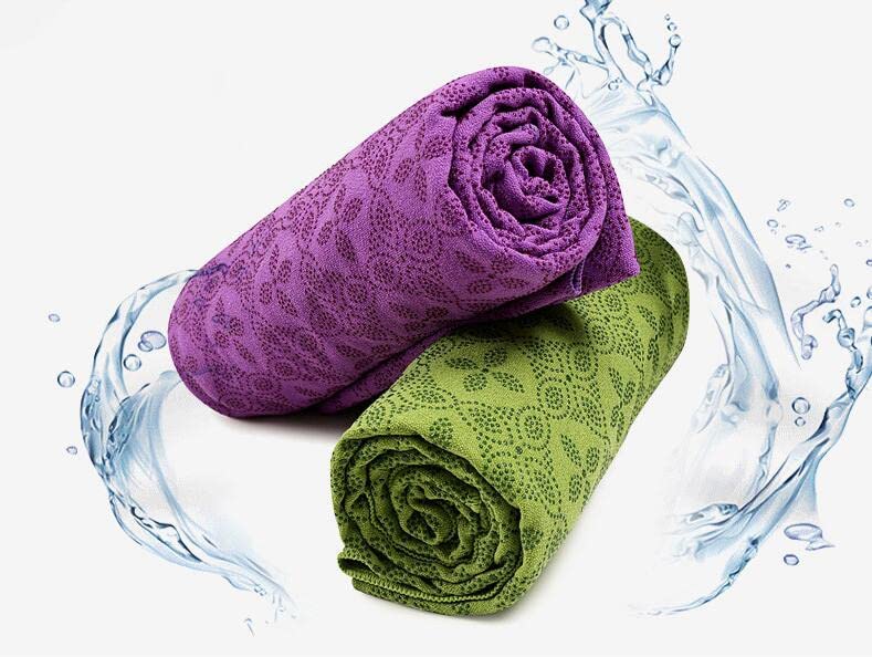 LULOSK Yoga Towel, Hot Yoga Mat Towel - Sweat Absorbing Non-Slip for Hot Yoga, Pilates and Workout with Upgraded Clover-Shaped Grip Dots (72 * 24 inches, Purple)