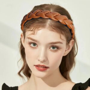 Lvyeer Braid Leather Headband Fashion Non Slip Padded headband Women Hair Head Bands diademas para mujer de moda braided headband for Women… (3pcs-A)