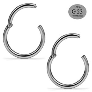 CIZME 18G G23 Titanium Nose Ring Hinged Clicker Nose Rings Hoops 18 Gauge Cartilage Earring Hoop Tragus Helix Daith Rook Conch Sleeper Earrings Hoop Piercing 6mm Nose Hoop Ring