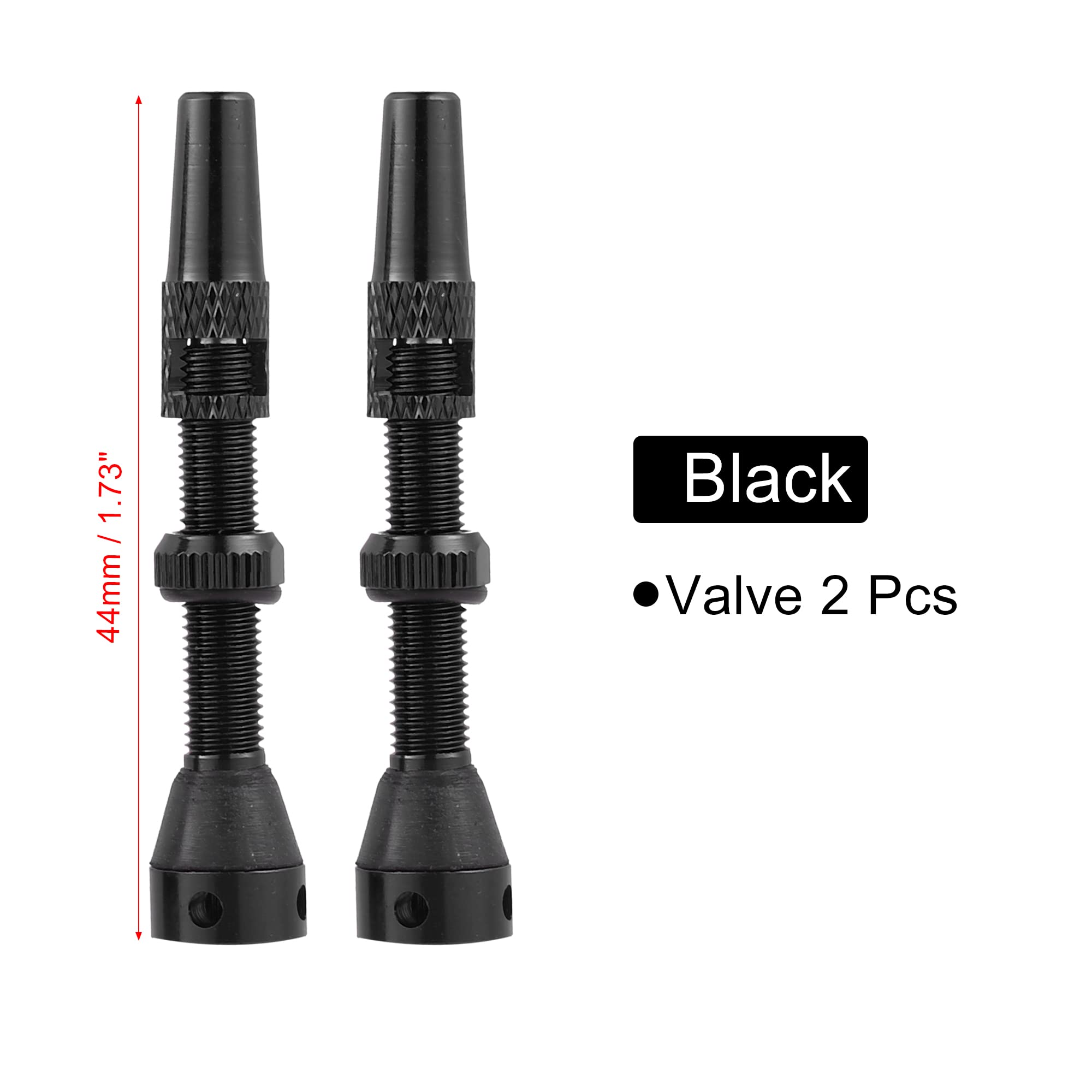 X AUTOHAUX 1 Set Universal Aluminum Alloy Rubber 44mm Bike Tubeless Valve Stems with Valve Core Remover Tool Kit and Valve Stem Caps for Mountain Bicycle Black