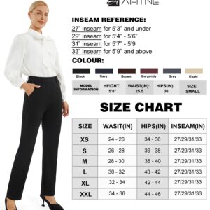 AFITNE Dress Pants for Women Business Casual Stretchy Straight Leg Work Pants Yoga Dress Slacks High Waisted with Pockets Black 31" L