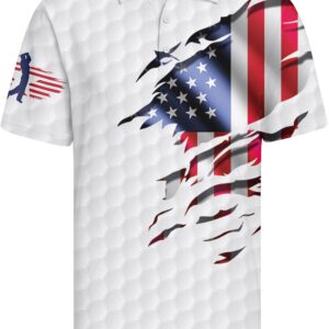 HIVICHI Golf Shirts for Men Funny Print Crazy Hawaiian Mens Polo Shirt Patriotic Flag Shirt, Large, 7198