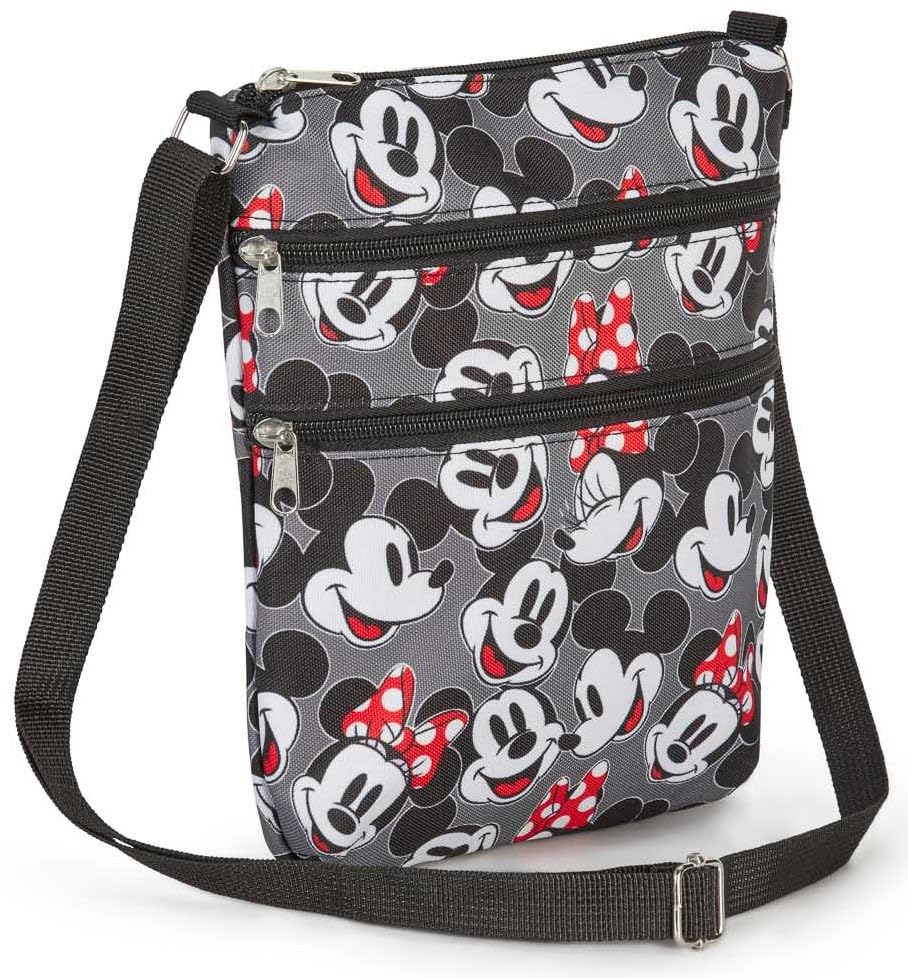 Disney Crossbody Bag Mickey & Minnie Mouse Travel Passport (Mickey Minnie Grey)