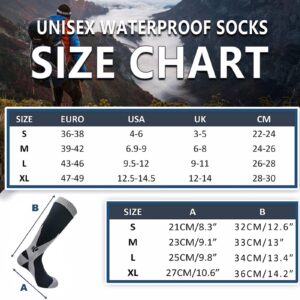 Fullsheild Mens Waterproof Hiking Socks, Unisex Waterproof Breathable Outdoor Athletic Hiking Wading Trail Running Skiing Knee Length Sock S