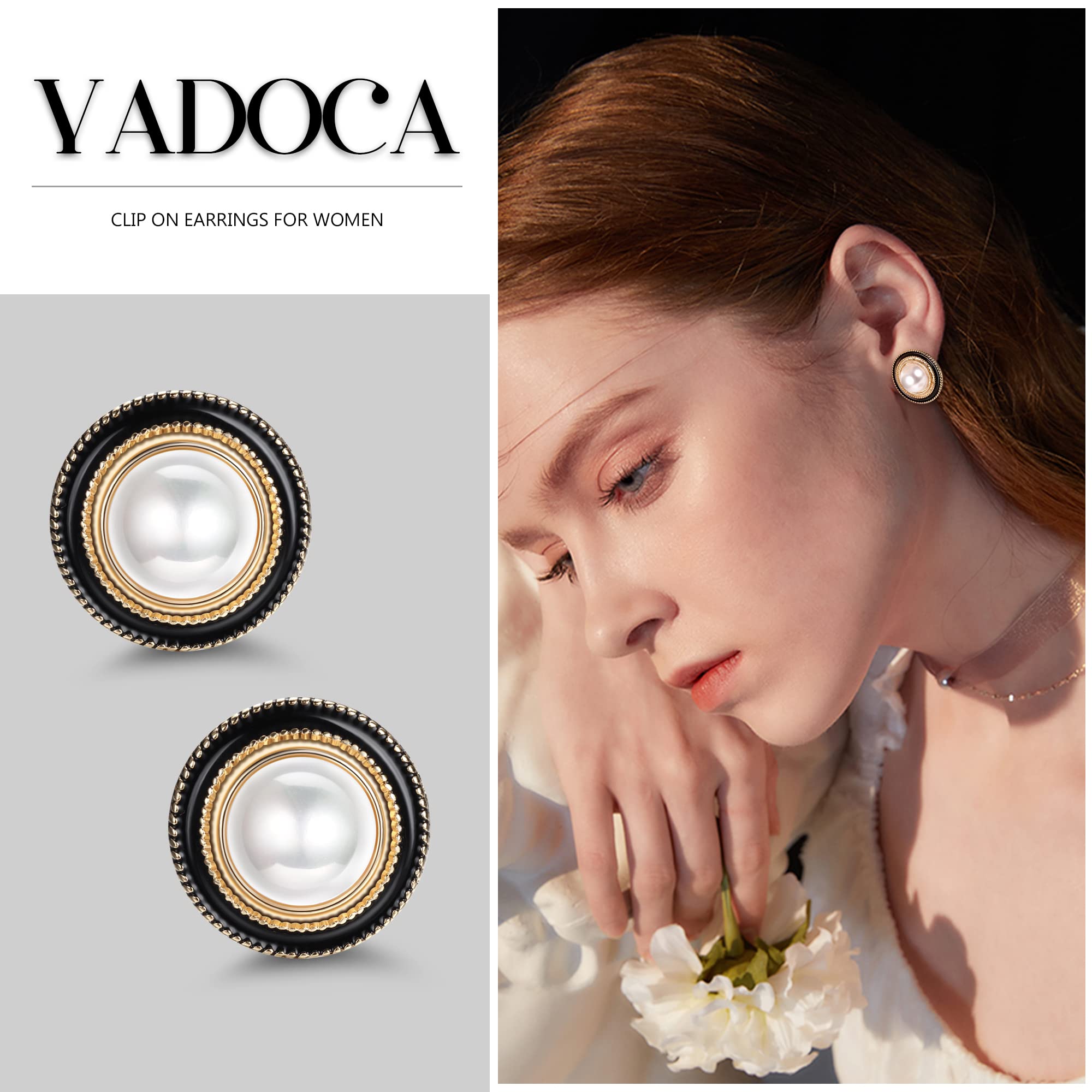 YADOCA 12 Pairs Clip On Earrings for Women Clip Earrings Non Pierced Earrings CZ Flower Twist Knot Simulated Pearl Clip On Earrings Sets