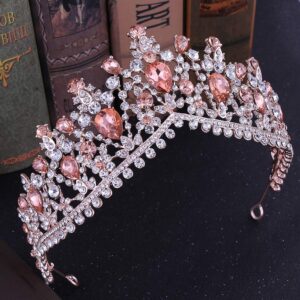 nihngvjm Bridal Crown European Red Green Crystal Big Crown Headwear Bridal Wedding Hair Accessories Jewelry Bride Tiaras Princess Crowns Headdress Tiara for Women (Size : Silver Blue)